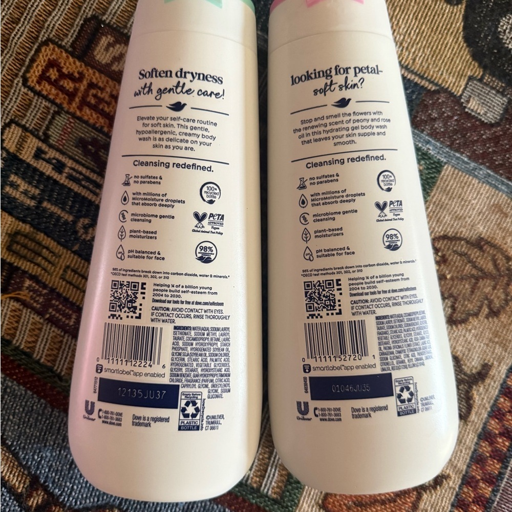 Dove Sensitive and Renew Body Wash Set - Green and Pink - Picture 2 of 2